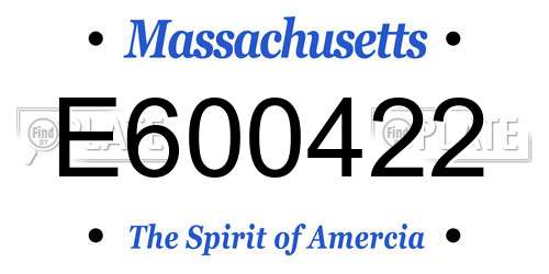 E600422 Massachusetts License Plate