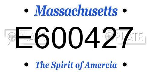 E600427 Massachusetts License Plate