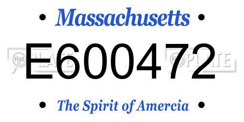 E600472 Massachusetts License Plate