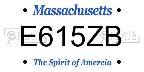 E615ZB Massachusetts License Plate