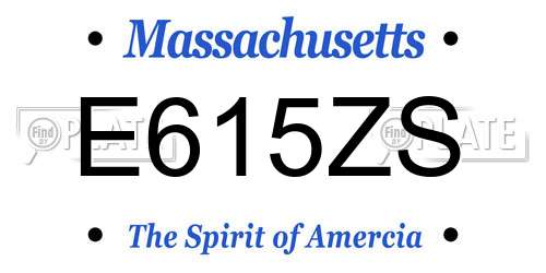 E615ZS Massachusetts License Plate