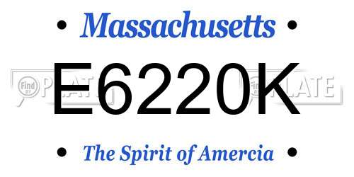 E6220K Massachusetts License Plate
