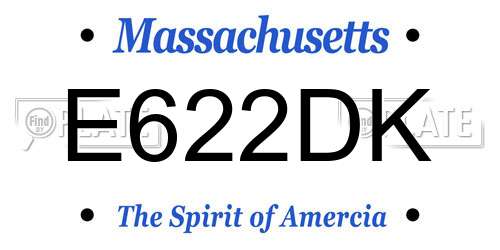 E622DK Massachusetts License Plate