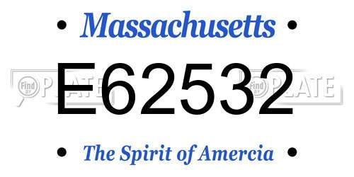 E62532 Massachusetts License Plate