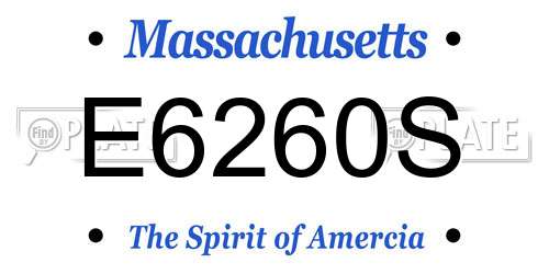 E6260S Massachusetts License Plate