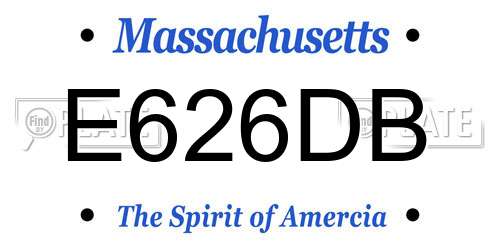 E626DB Massachusetts License Plate