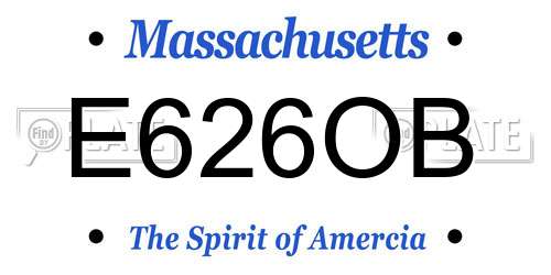 E626OB Massachusetts License Plate