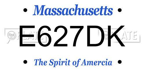 E627DK Massachusetts License Plate