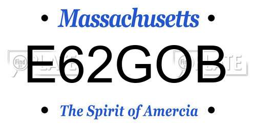 E62GOB Massachusetts License Plate