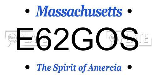 E62GOS Massachusetts License Plate