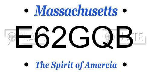E62GQB Massachusetts License Plate