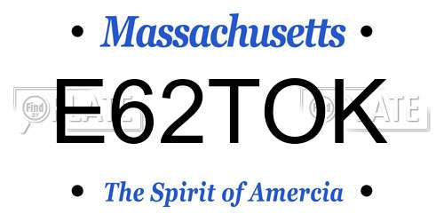 E62TOK Massachusetts License Plate