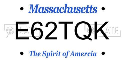 E62TQK Massachusetts License Plate