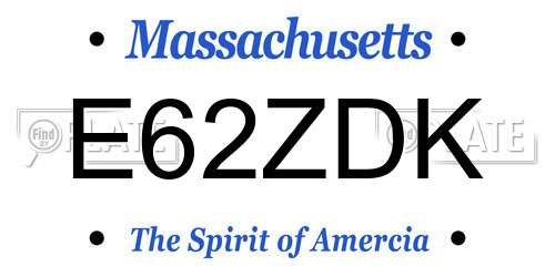 E62ZDK Massachusetts License Plate