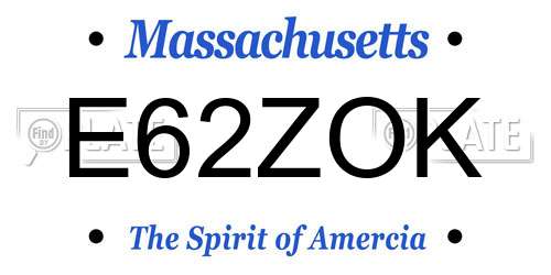 E62ZOK Massachusetts License Plate