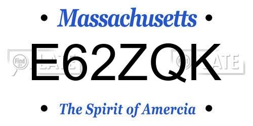 E62ZQK Massachusetts License Plate