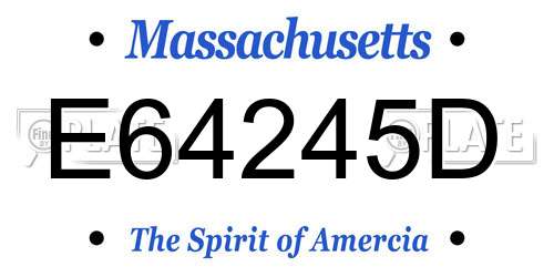 E64245D Massachusetts License Plate