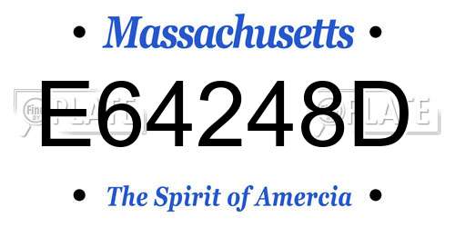 E64248D Massachusetts License Plate