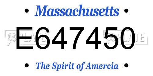 E647450 Massachusetts License Plate