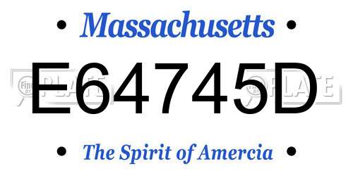 E64745D Massachusetts License Plate
