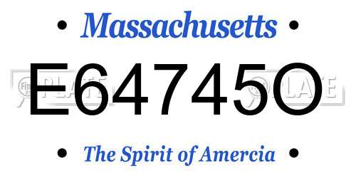 E64745O Massachusetts License Plate