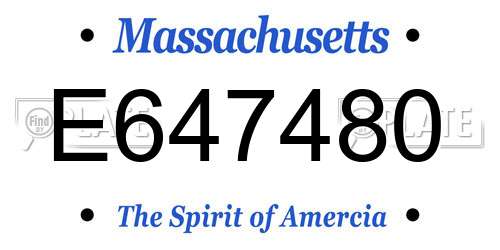 E647480 Massachusetts License Plate