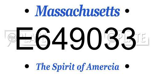E649033 Massachusetts License Plate