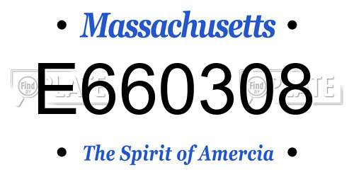 E660308 Massachusetts License Plate