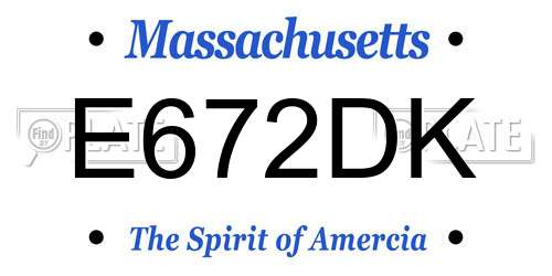 E672DK Massachusetts License Plate