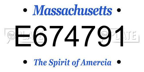 E674791 Massachusetts License Plate