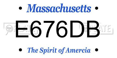 E676DB Massachusetts License Plate