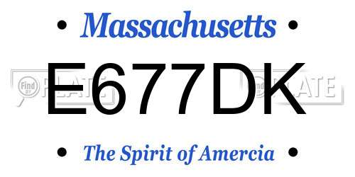 E677DK Massachusetts License Plate