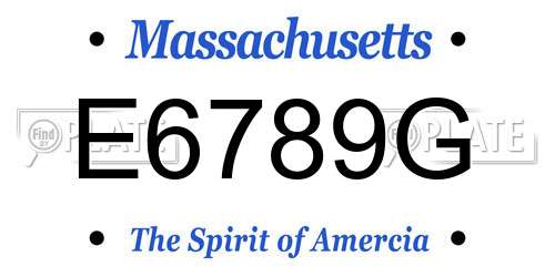 E6789G Massachusetts License Plate