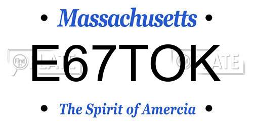 E67TOK Massachusetts License Plate