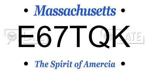 E67TQK Massachusetts License Plate