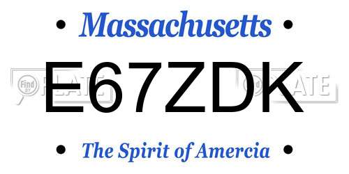 E67ZDK Massachusetts License Plate