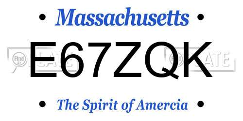 E67ZQK Massachusetts License Plate