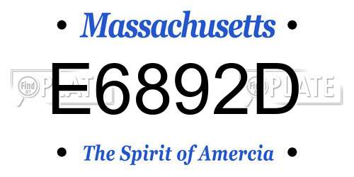 E6892D Massachusetts License Plate