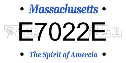 E7022E Massachusetts License Plate