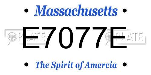E7077E Massachusetts License Plate