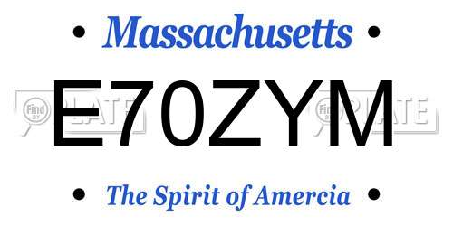 E70ZYM Massachusetts License Plate