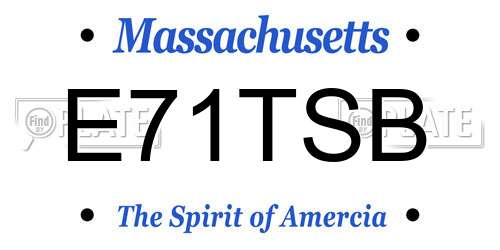 E71TSB Massachusetts License Plate