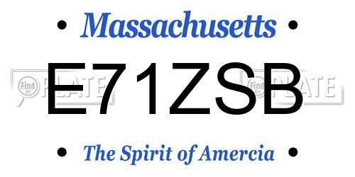 E71ZSB Massachusetts License Plate