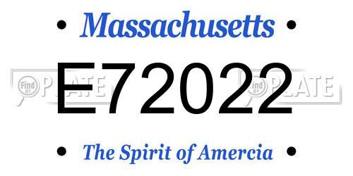 E72022 Massachusetts License Plate