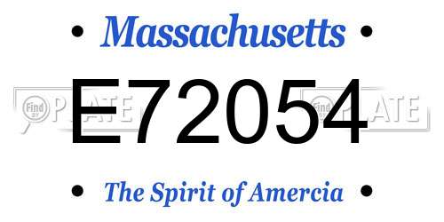 E72054 Massachusetts License Plate