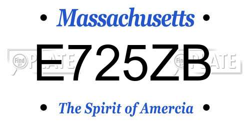 E725ZB Massachusetts License Plate