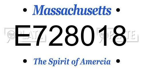 E728018 Massachusetts License Plate