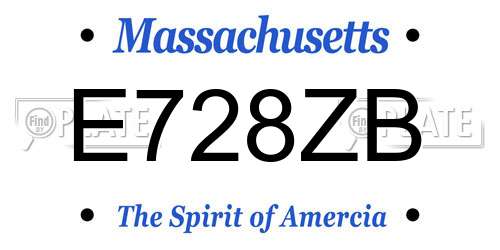 E728ZB Massachusetts License Plate