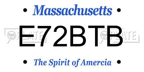 E72BTB Massachusetts License Plate