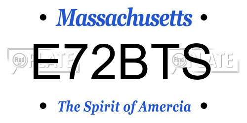 E72BTS Massachusetts License Plate